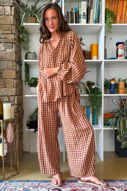 Vivienne Plaid Heathcliff Blouse Olive & Russet